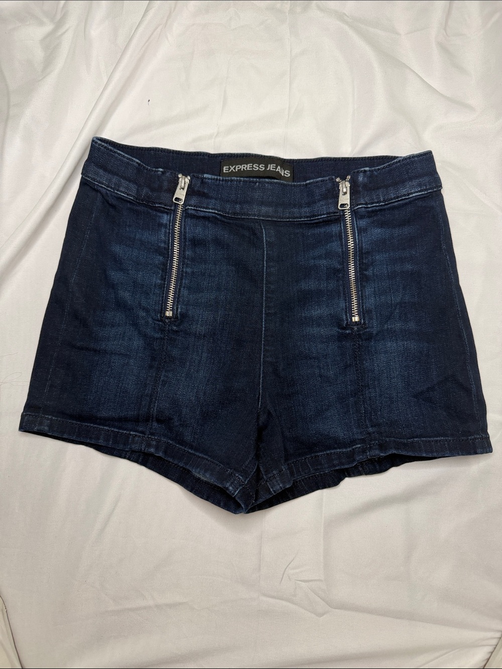 Express Dark Blue Zipper High-Rise Denim Shorts